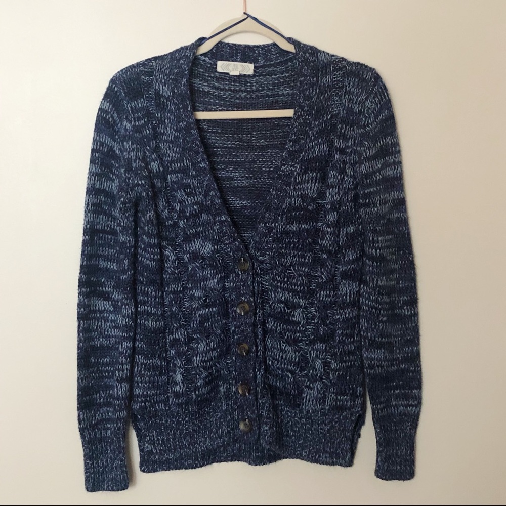 [Pink Rose] Navy Button-up Cardigan